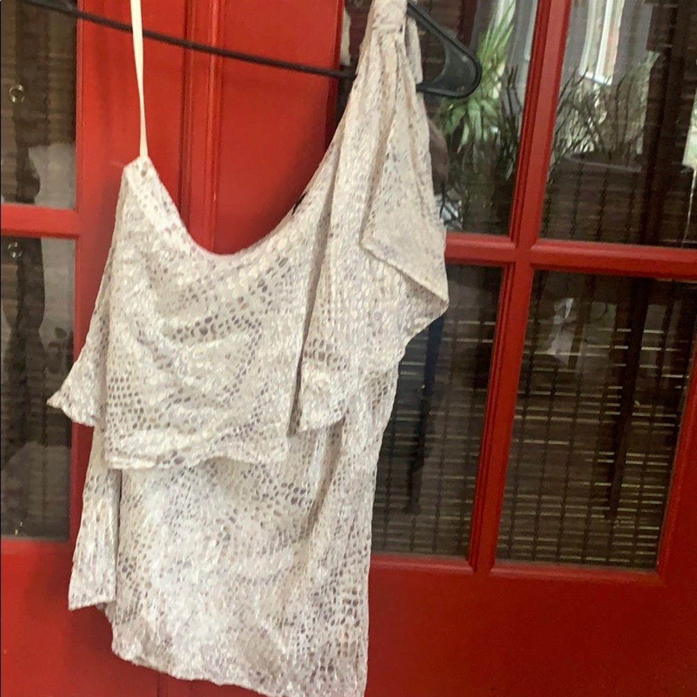 WHBM one shoulder animal print top